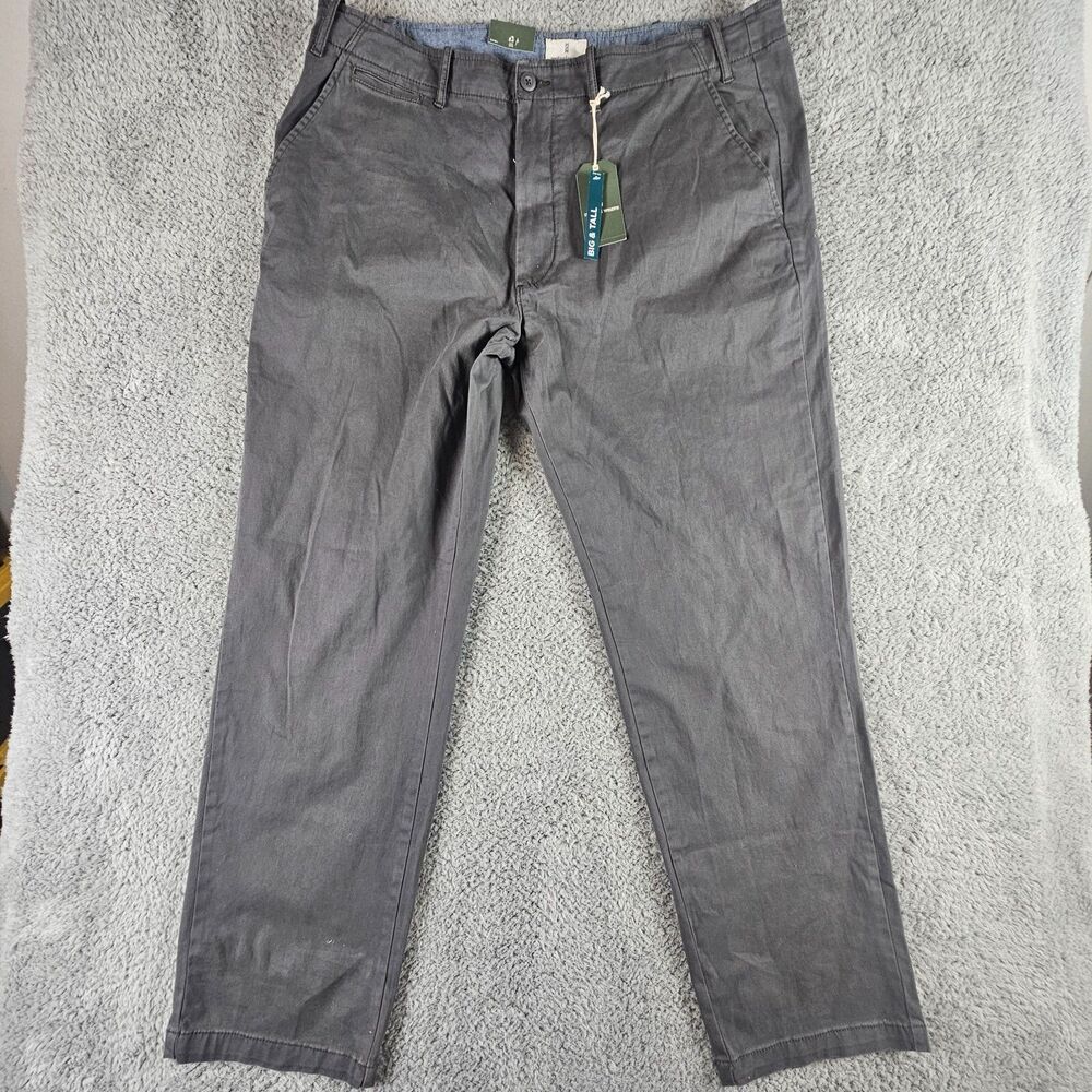 Mutual Weave Pants Mens 41x32* Gray Big & Tall Relaxed Straight Officer Chino